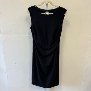 NWT MaxMara Minimalist Classic Drapery Sleeveless Mini Black Dress Sz 10